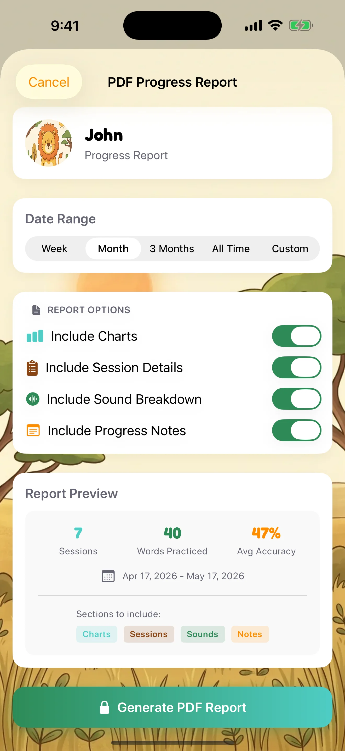 PDF reports in one tap